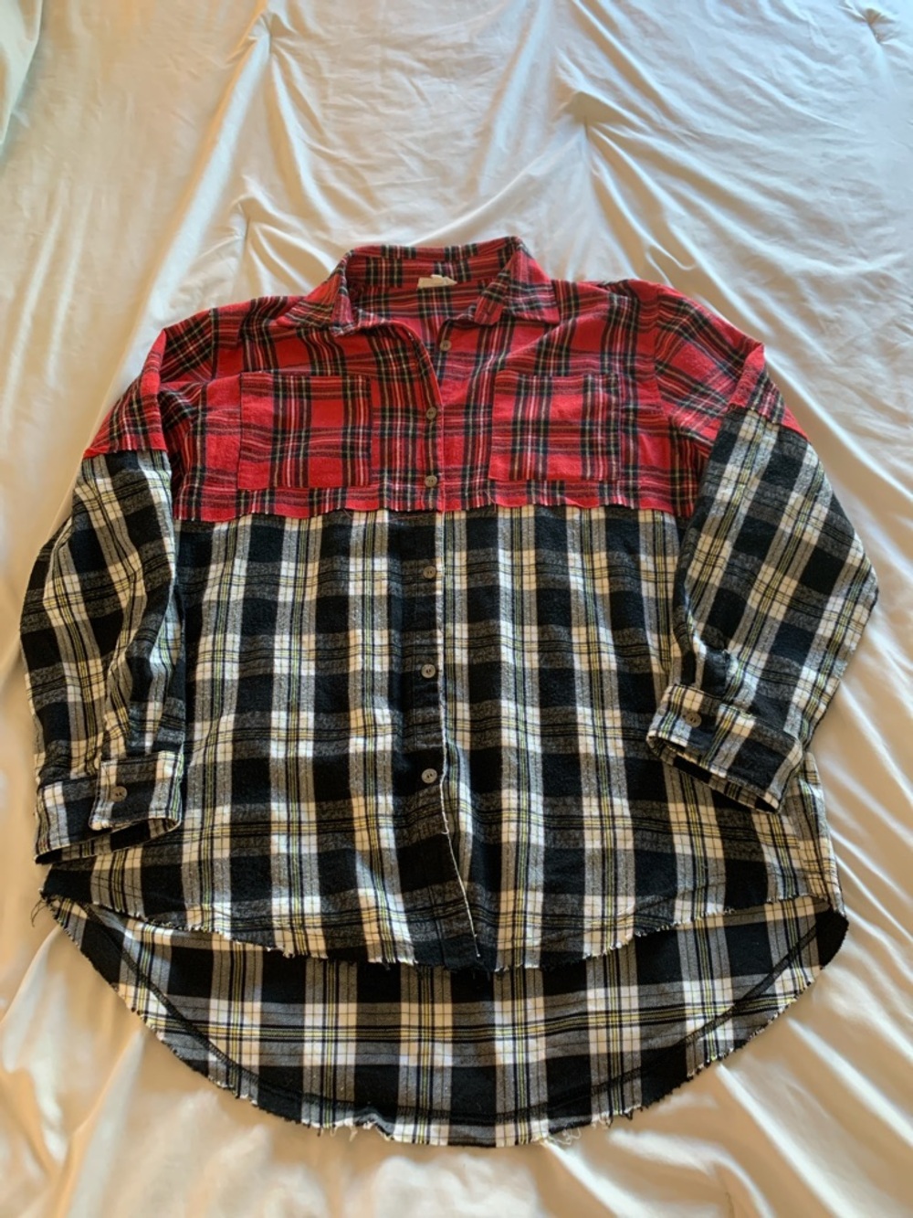 LA MIEL Two-Tone Red & Black Plaid Button-Down Shirt